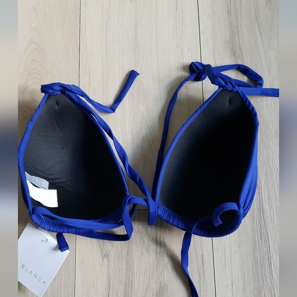 La Blanca Bikini Top Womens 14 Blue Push Up Swim Bra Halter Sexy Swimsuit NWT - Picture 3 of 4